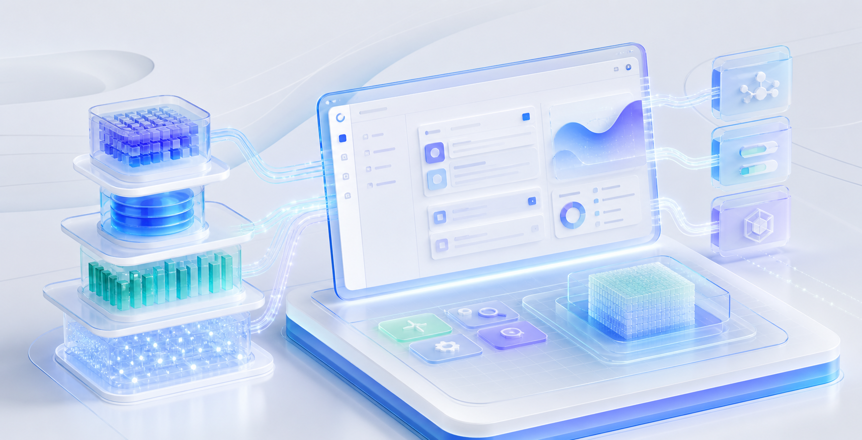 Abstract AI engineering platform with connected enterprise software layers